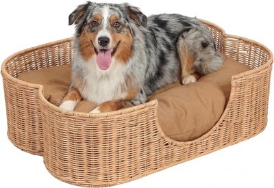 DBD1003B Scallop Handwoven Water Hyacinth Pet Bed with Machine Washable Cushion,