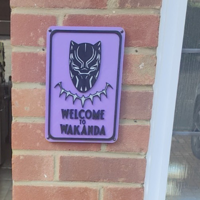 Black Panther - Welcome to Wakanda - Wandschild für Outdoor Display - 3D Druck