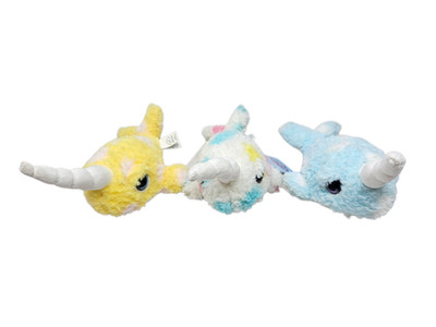 Cute & Cuddly White Narwhal 6'' Plushies Pink Blue Yellow Lot of 3