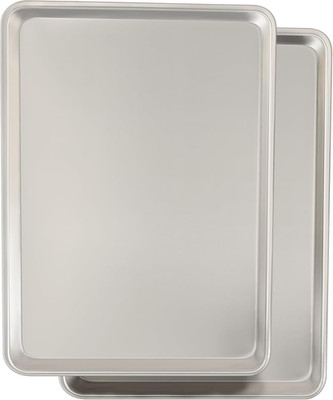 Commercial Quality Baking Sheet Pan Set, Natural Aluminum Cookie Sheet,  Warp Re