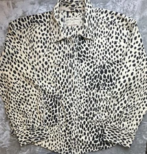 We The Free People Calico Shirt Jacket Leopard Button Front  Medium Oversized