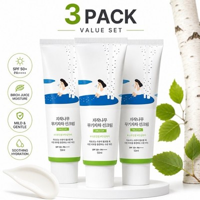 [3 PACK] ROUND LAB Birch Juice Mineral Sunscreen 50ml x 3pcs SPF50+