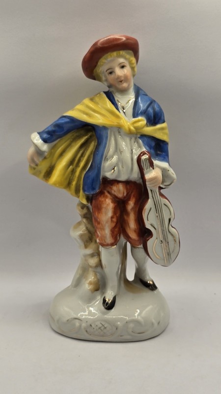 Vtg 1945-52 Occupied Japan Porcelain Victorian Musician Hand Painted 7” EUC
