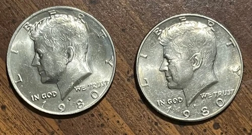 1980 PD BU Kennedy Half Dollars - 2 great coins from mint sets