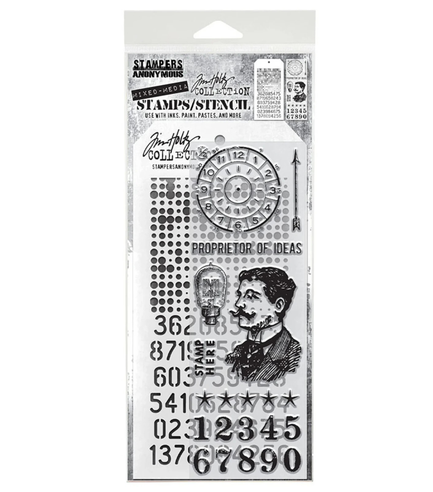 Stampers Anonymous Tim Holtz  Stamps + Stencil Mixed Media #18  THMM118