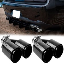 2x For Dodge Challenger 2.5" ID 3.0" ID Carbon Dual Exhaust Tip Exhaust Pipe Tip