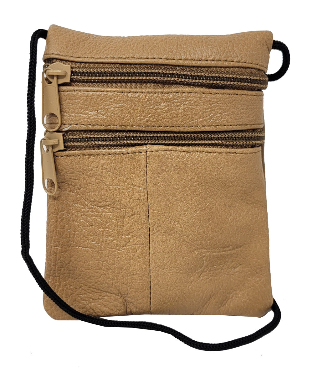 GoBago Leder Brustbeutel Braun - Sicherheits Brusttasche Für Reise & Alltag