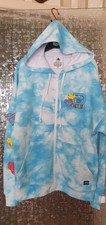 Disney World Mickey Macaron Eats Blue Tie Dye Spirit Jersey Zip Hoodie Adult M