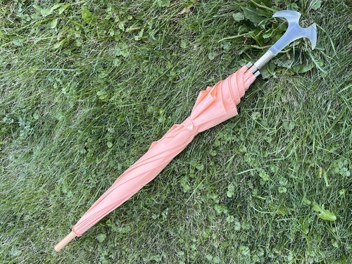 Vintage Regenschirm Peach Blush mit mattiertem Liliengriff - Bild 2 von 9