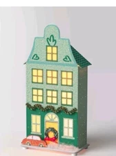 New Wondershop Lit LED Glittered Paper Green House Christmas Village