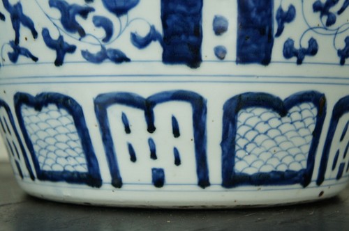 Antique Chinese Qing Dynasty Blue & White Ceramic Phoenix Dragon Mantel Urn 18" - Picture 5 of 12