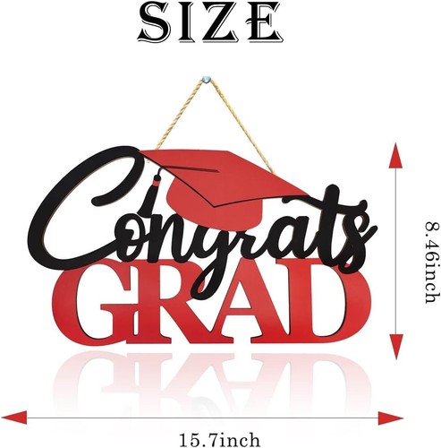 Congrats Grad 2023 Wooden Sign Red and Black Graduation Party DecorationsGrad... - Picture 2 of 6