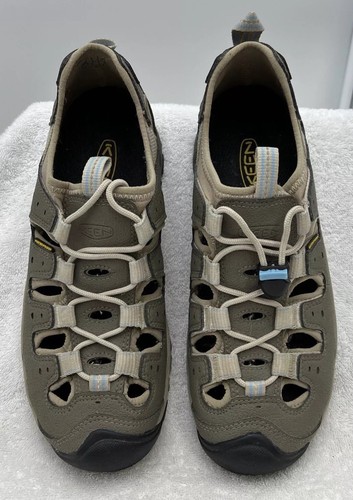 Keen Mid S3 wasserdichte Schuhe Sandalen Damen US 9,5 trocken Wandern Trail hellbraun blau EU 40 - Bild 2 von 12