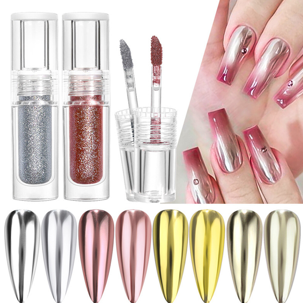 Uña Purpurina Uña Pulir Líquido Magia Espejo Polvo Holográfico Láser Manicura "