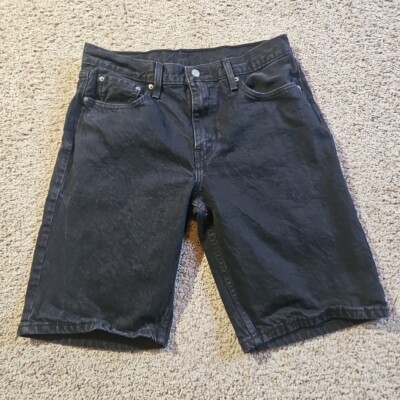 Levis 469 Shorts Mens 33 12 Black Denim Jean Jorts Casual Work - Main Image