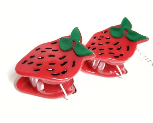 J.Crew Crewcuts Girls Strawberry Hair Claw Set Red Fruit Natural Multi New - Picture 8 of 13
