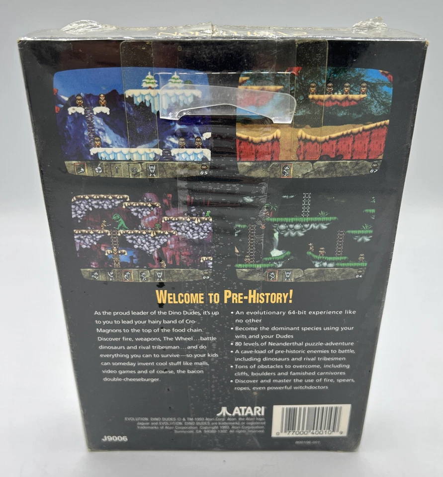 Evolution: Dino Dudes (Atari Jaguar, 1994) Authentic Factory Sealed VG Condition - Image 3 of 4