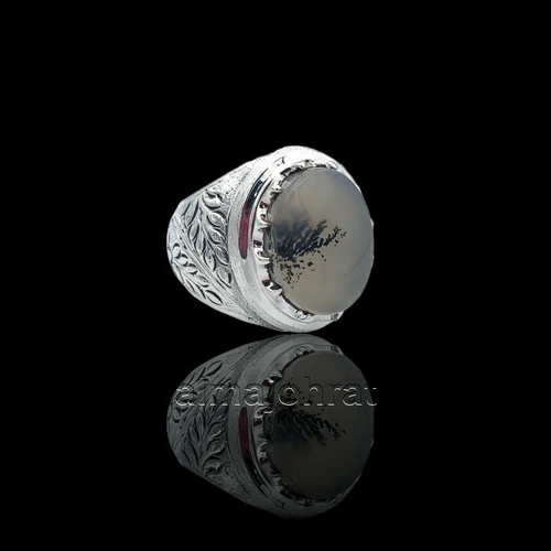 Natural Dendritic Agate  - Shajri Aqeeq - 925 Silver Handmade Ring