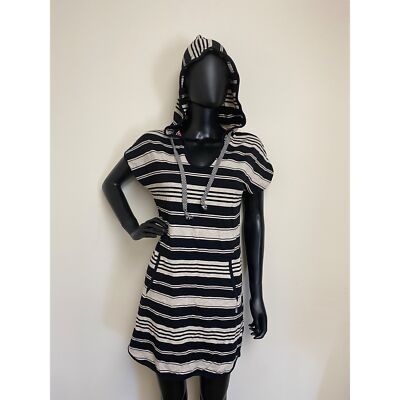 Dkny Women's Sweatshirt Short Sleeve Hoodie Dress Navy/Grey