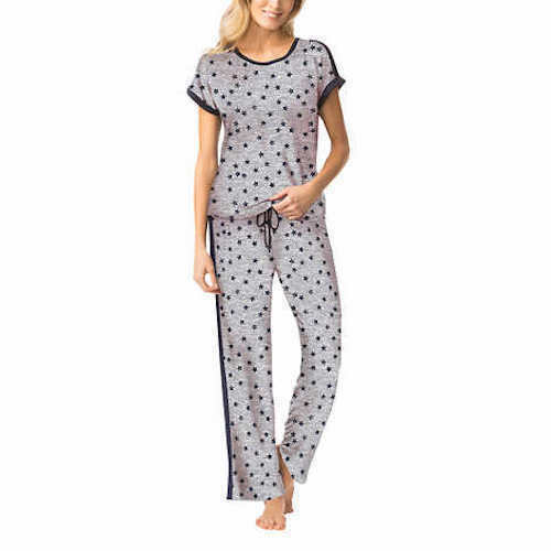 New Lucky Brand Ladies' 4 piece PJ Set Gray stars XS - Picture 2 of 7