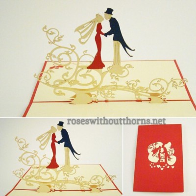 WEDDING #8 pop-up greeting card (unique & beautiful decor/art/gift)