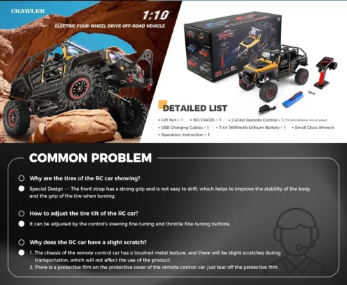 1:10 RC Offroad Crawler 4WD 2.4GHz Pickup Truck Auto RTR 4x4 Geländewagen Modell - Bild 21 von 21
