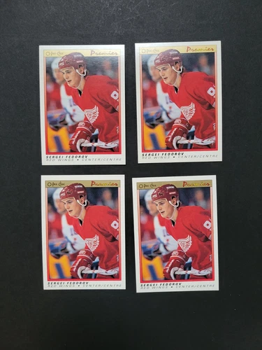 Lot of (4) 1990-91 O-Pee-Chee Premier Sergei Fedorov #30 Rookie RC