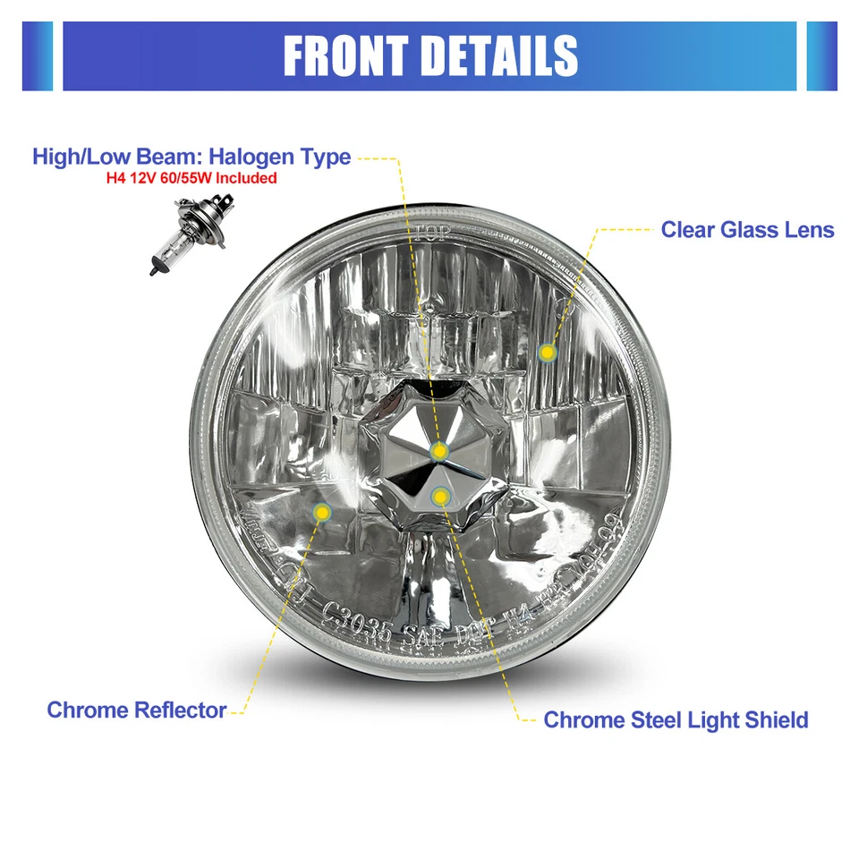 4 Headlights For 1965-1970 Chevy Chevelle 1966-1975 Caprice 1964–1970 El Camino - Image 2 of 4