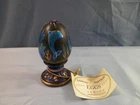 Fenton Hand Painted Sand Carved Favrene Glass Egg Dolphin Underwater Sealife