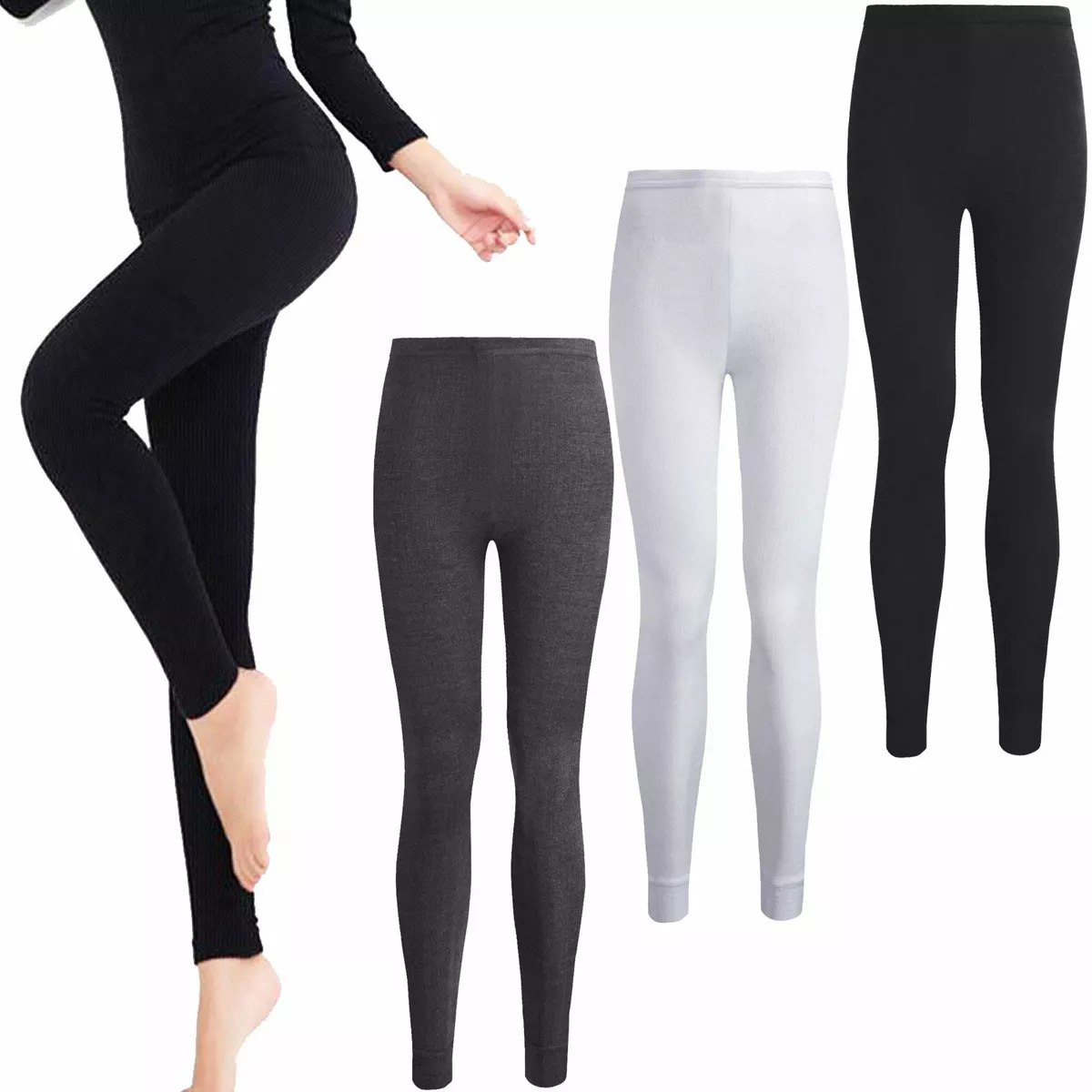 WOMENS LADIES THERMAL LONG JOHNS UNDERWEAR WINTER SKI LEGGINGS BOTTOM  TROUSERS