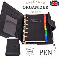 Genuine Leather Personal ORGANIZER Calendar 2026 Goals Projects Diary Notebook