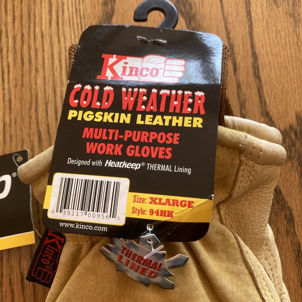 Kinco Cold Weather Pigskin Leather XL Work Gloves HeatKeep Thermal 94HK