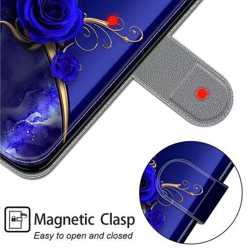 For iPhone 13 Pro Max Pattern Leather Wallet Strap Flip Case Shockproof Cover - Photo 4 sur 20