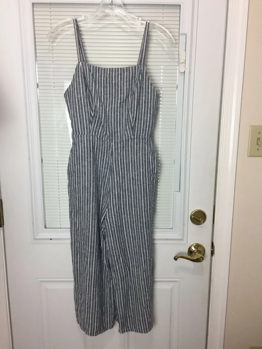 Old navy blue and white cheap striped jumpsuit