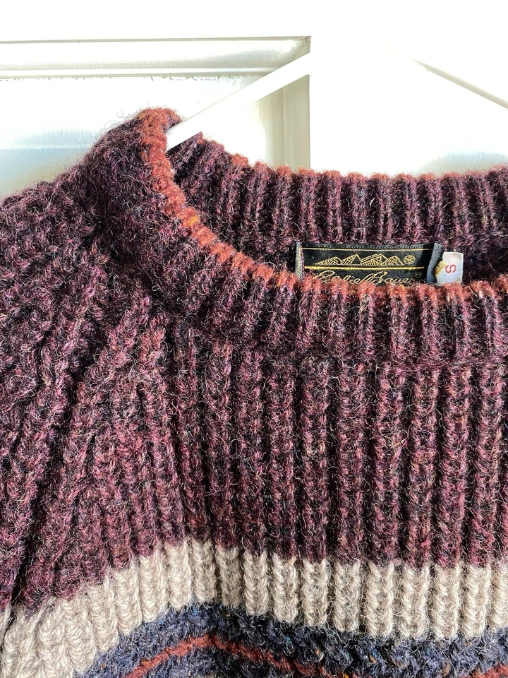 Suéter/Jersey Unisex Vintage Eddie Bauer 100% Pura Lana Nueva Pescadores Talla S Foto 3 de 4