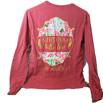 Simply Southern Small Brick Red Long Sleeve Shirt Do Everything With Love