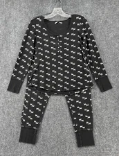 Victoria’s Secret Thermal Deer Pajama Set Black White Pants Long Sleeve Top