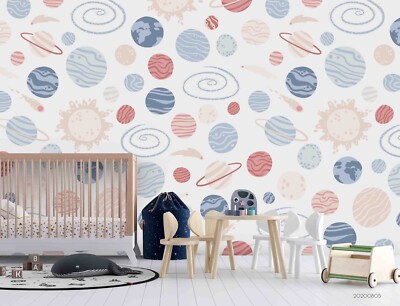3D Planet Space Pattern Colorful Self-adhesive Removeable Wallpaper Wall Mural