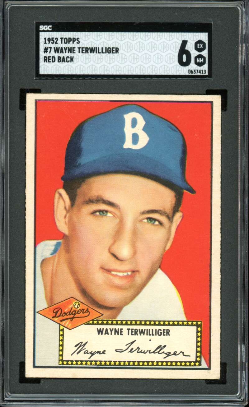 1952 Topps #7 Red Back Wayne Terwilliger Dodgers SGC 6 EX-NM