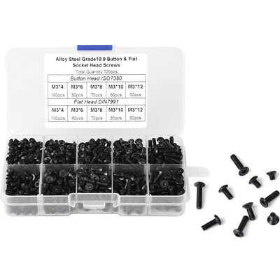 M3 Hex Schrauben Set, 720 Teile - ideales Set für Mechaniker und Heimwerker