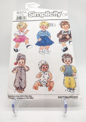 Vintage 80s Doll Clothes | 17-18'' Dolls | Six Outfits | Simplicity Crafts 8376