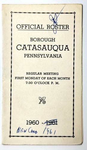 Catasauqua PA Official Roster 1960 1961 Councilmen Officers Police Chief 2738