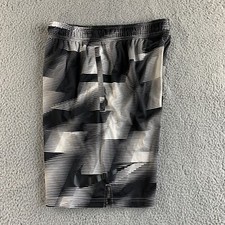 Nike Training Shorts Mens Medium Black White Warp Big Swoosh Athletic Athleisure