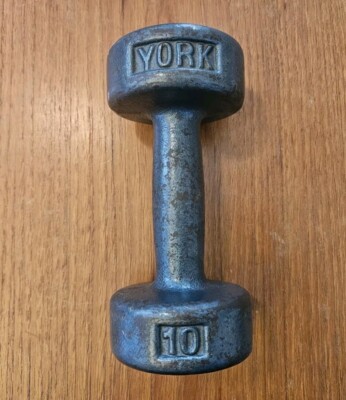 Haltère York Barbell 15 Lb - Tête Ronde, Fonte Vintage (USA, Occasion)