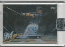 2018 Topps Clearly Authentic Travis Shaw Black Auto Encased SP 3/75 Brewers