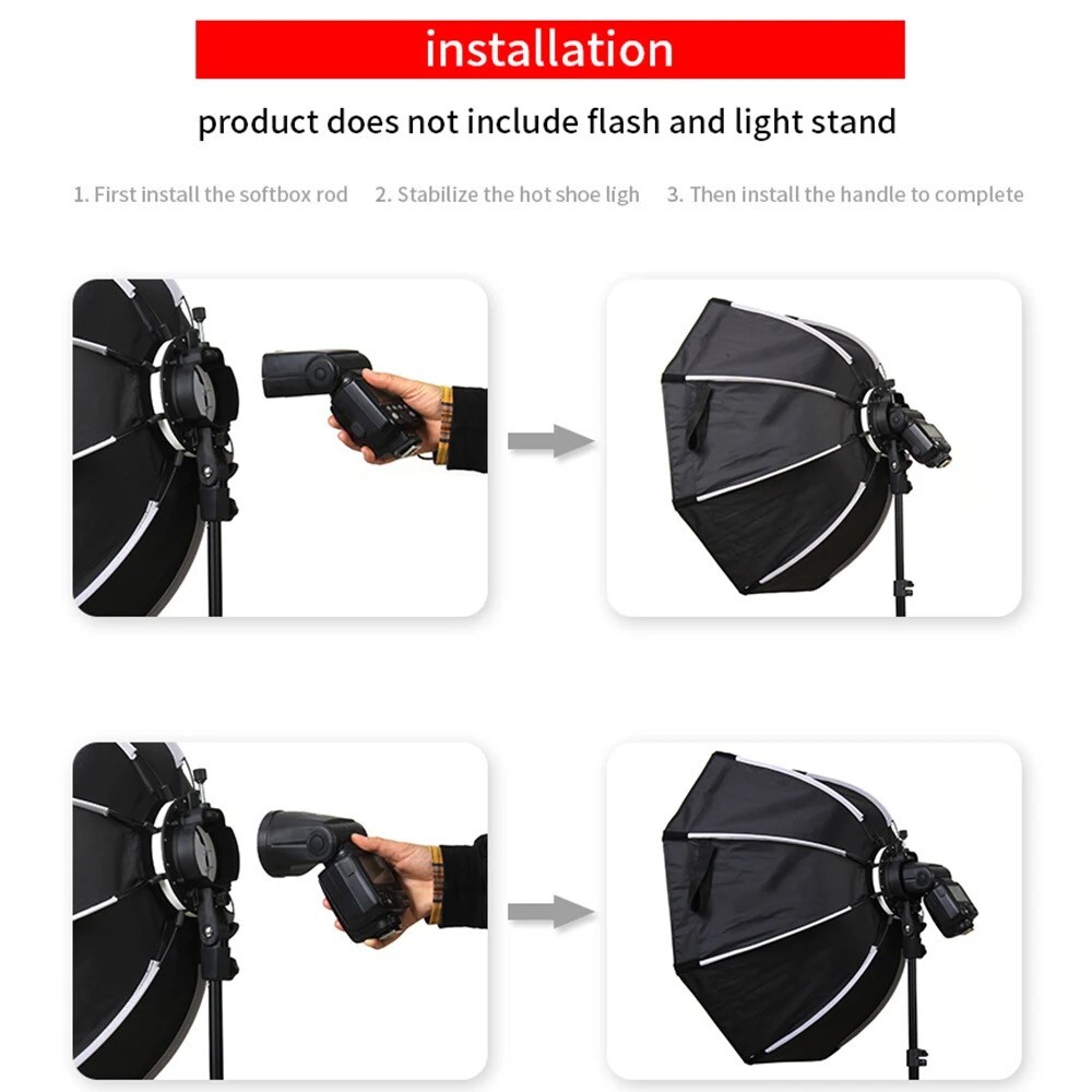 Softbox Octogonal Plegable Triopo KX65 25.6" - Compatible Con Godox AD200Pro, V860III, Flash Universal