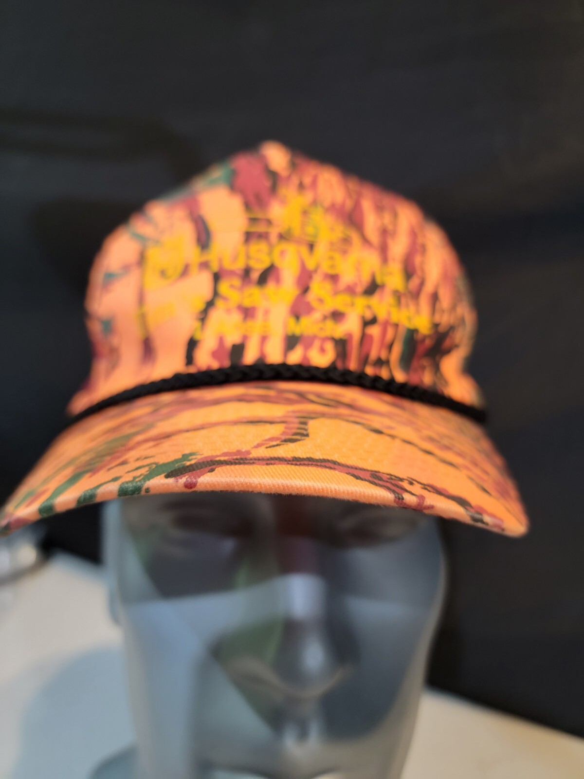 AA Orange Camouflage Camo Trucker Hat Cap Husqvarna chainsaw L'anse