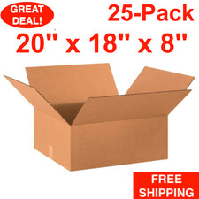 25-Pack 20" x 18" x 8" Cardboard Corrugated Shipping Boxes Moving Box Bundle New