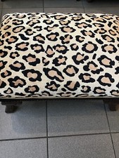 Antique Ottoman With New Silk Leopard Fabric 23x16x11 Inches.