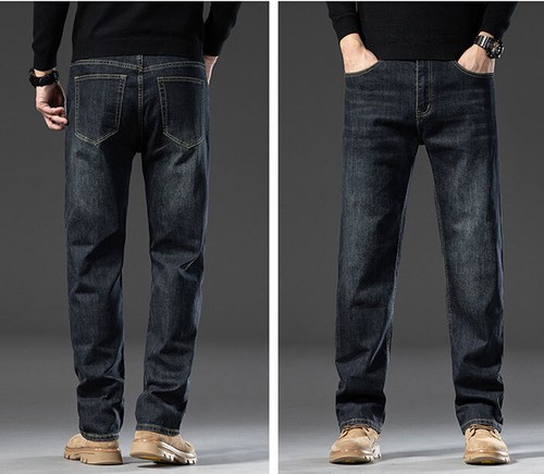 New Men's Retro Fashion Stretch Jeans Thick Pants Elastic Trousers Size 29-42 AU - Picture 6 of 18